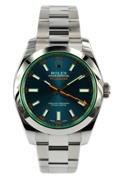 Rolex Milgauss Blue Dial Green Glass