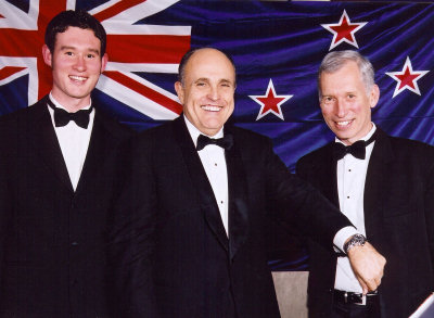 Matthew Stephens and Gareth Stephens - Presenting a watch to former New York Mayor, Rudi Giuliani