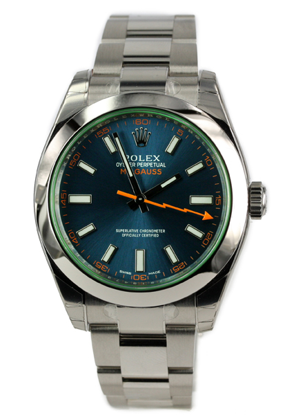 Rolex Milgauss Blue Dial Green Glass