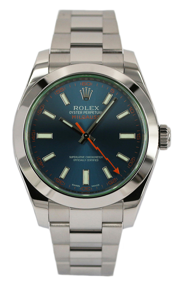 Rolex Milgauss Blue Dial Green Glass