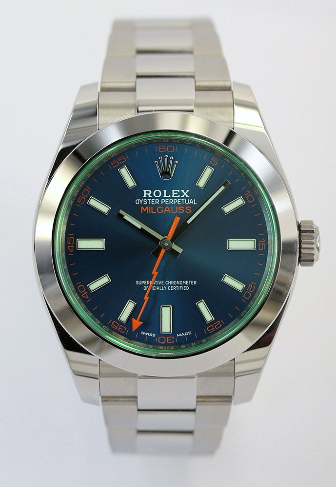 Rolex Milgauss Blue Dial Green Glass